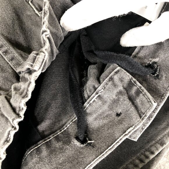 Gu (Uniqlo) Baggy Curved Jeans Mens M Gray Drawstring Pleated Front - Picture 11 of 12